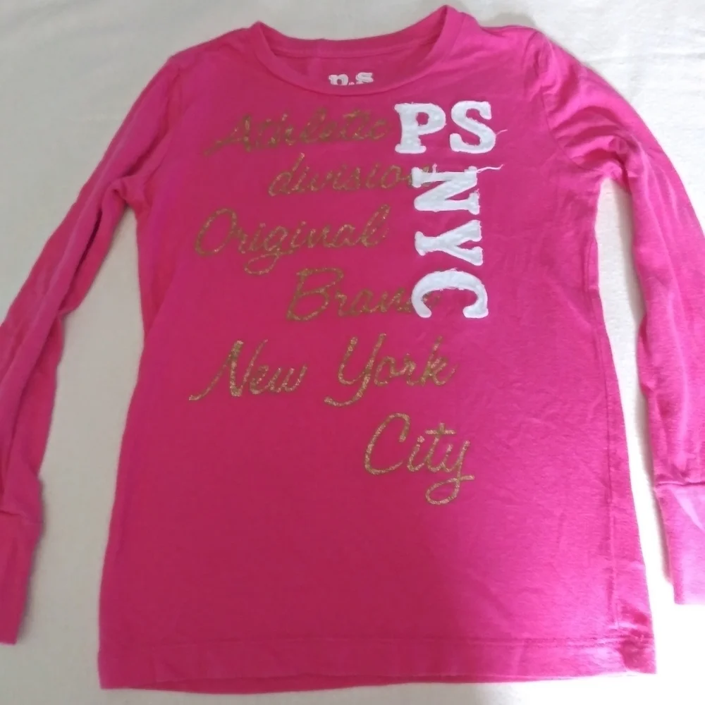 Youth girls size 7 pink long sleeve shirt